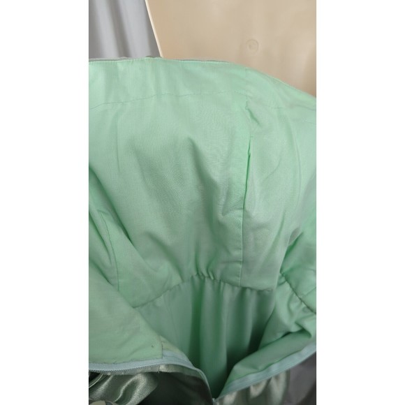 Vintage 50s Tulle Prom Dress Seafoam Green Satin Silk Halter Ruched Mint XXS XS - Picture 13 of 13